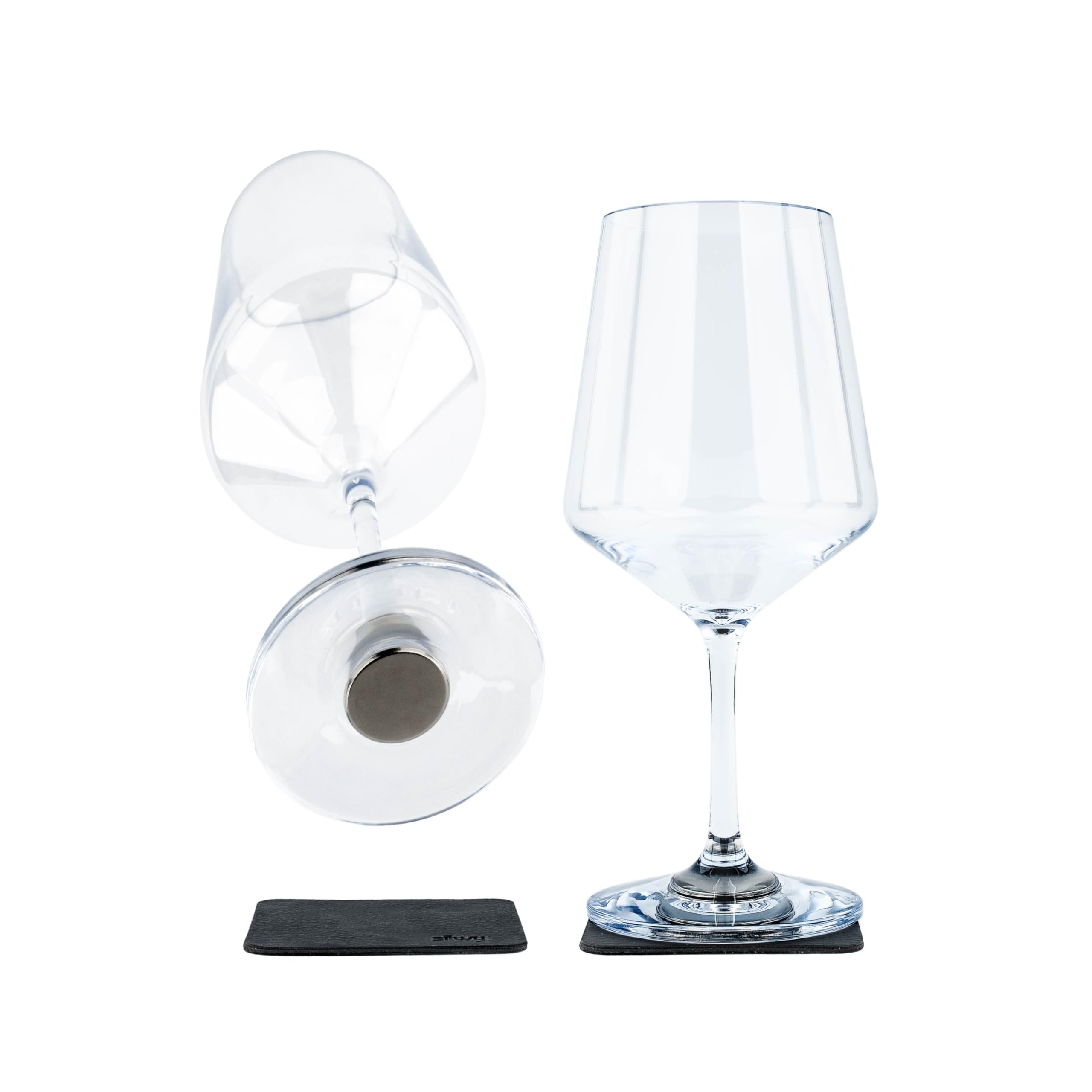 silwy® HIGH-TECH Magnet-Kunststoffgläser WEIN CLASSIC inkl. Metall-Nano-Gel-Pads - perfekt für Camping, Caravaning and Boating (Wein // 0,5 l // 2er Set)