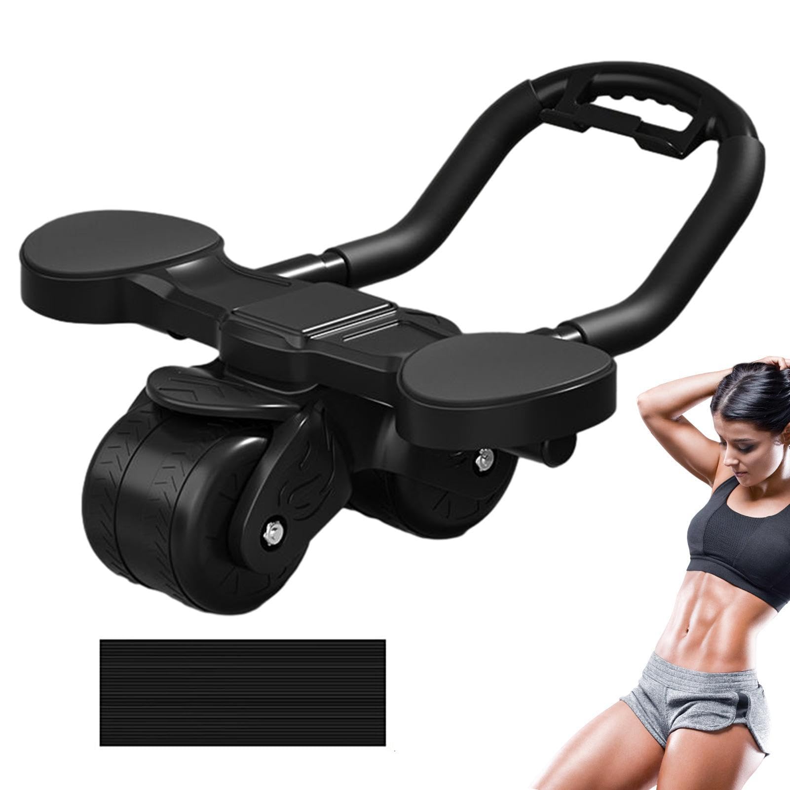 Jomewory Ab Roller with Elbow Support, Rebound Abdominal Wheel, Gym Ab Roller for Balance and Fitness, Workout Equipment Home Gym, Black