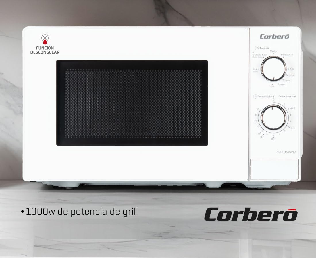 Corberó CMICM5020GW Microondas con Grill 20L 700W Blanco