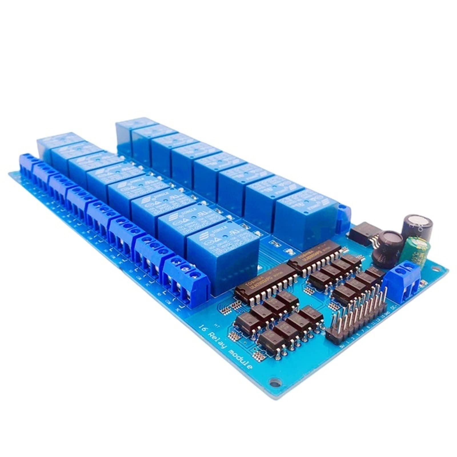 Pannello interruttori di controllo intelligente, modulo relè a 16 canali, 5/12/24 V, uscita di isolamento optoaccoppiatore, trigger di livello alto e basso 250 V 10 A Accessori elettronici(Color:12v,S