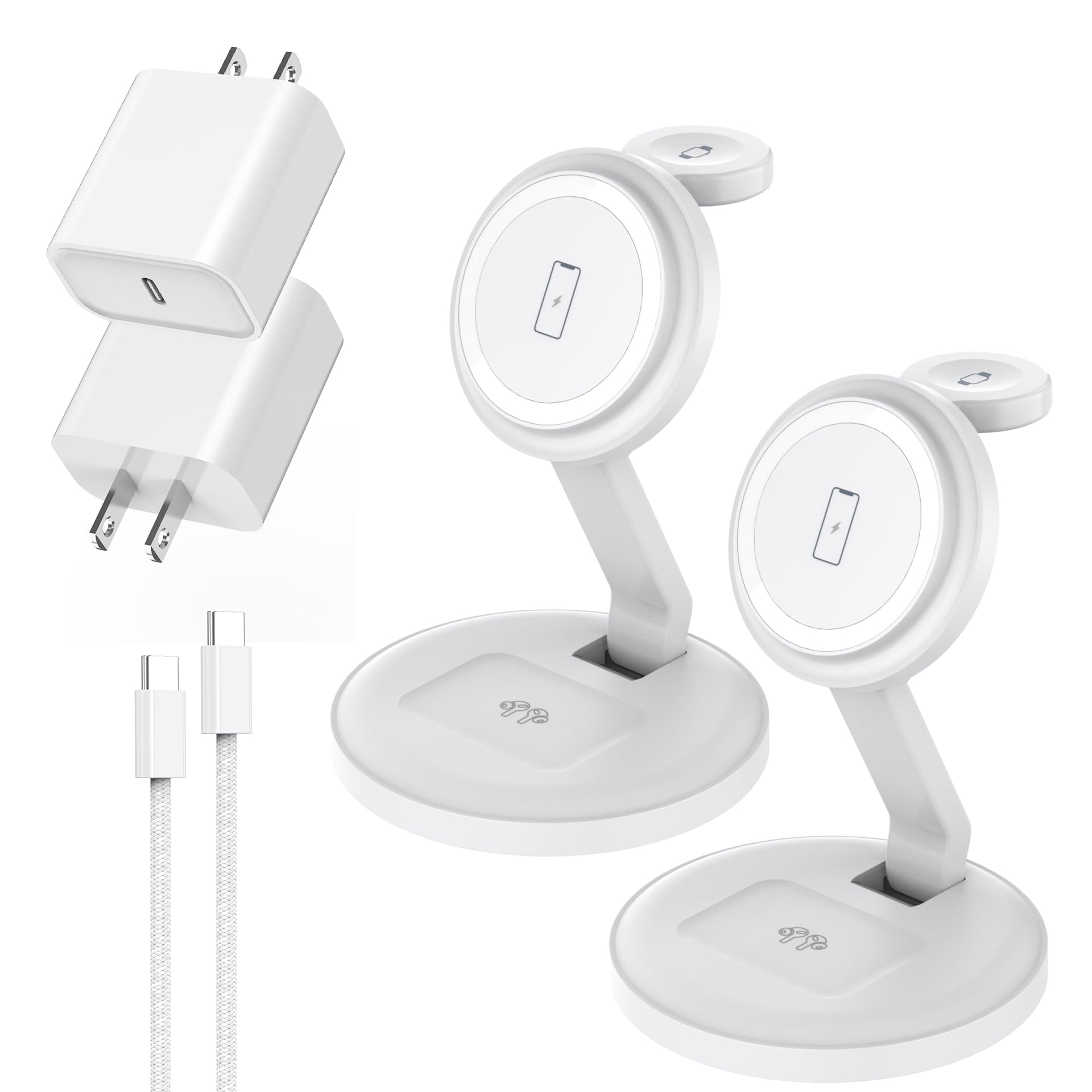 3 in 1 Foldable Magnetic Wireless Charging Station iPhone Mag-Safe Charger 15W Fast MagSafe Charger Stand for Apple