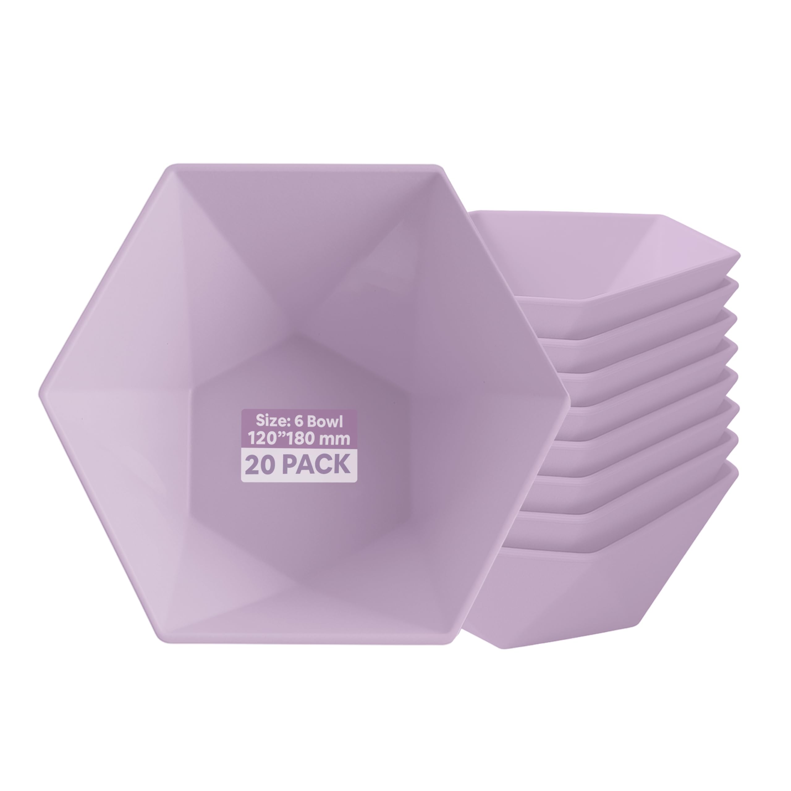 Lavender Disposable Bowls 16 oz (20-Pack) | Heavy Duty Bowls for Parties | Stylish Serving Bowls for Snacks, Salads, Desserts | Catering, Weddings, Events Lavender 16 oz (20 Pack)