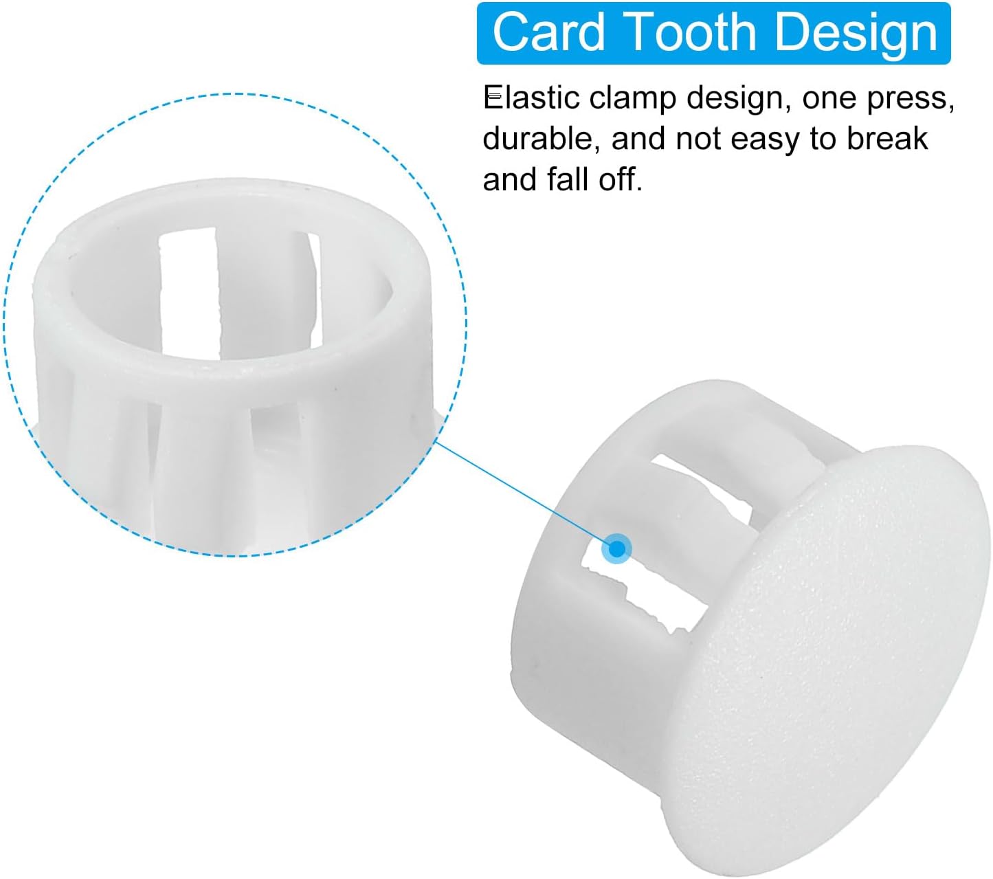 14mm (9/16") Plastic Hole Plugs, 60Pcs Flush Type Round Hole Plugs Cover Snap in Locking Hole Tube for Table Kitchen Cabinet Furniture, White