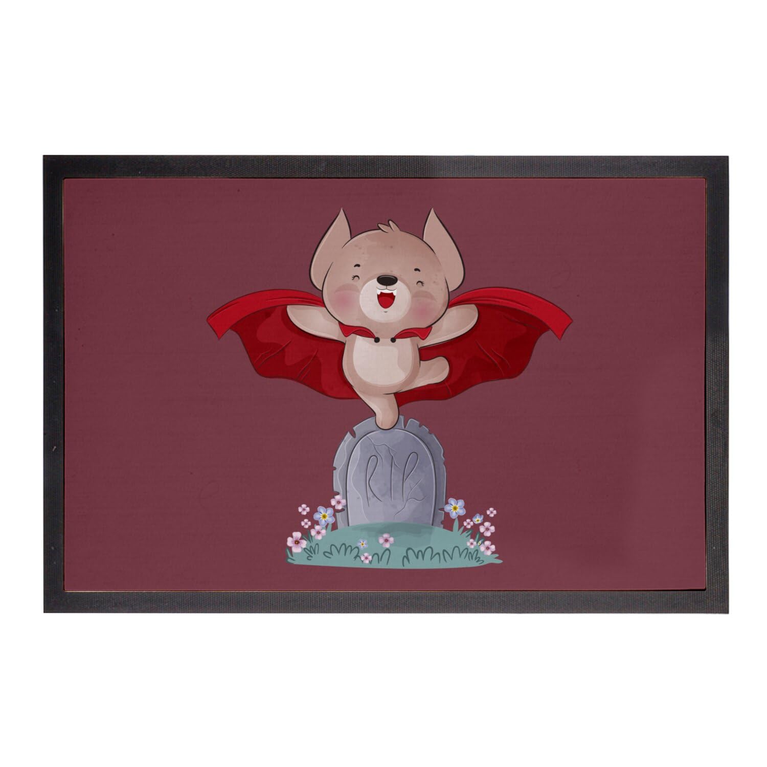 Paillasson vampire ourson rouge 75x50cm pour égayer une entrée sombre
