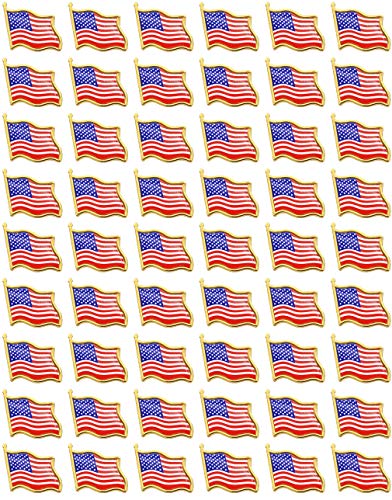 100 PCS American Flag Lapel Pins - USA Waving Flag Pins United States US Badge Pins brooch-12 24 50 pack (100)
