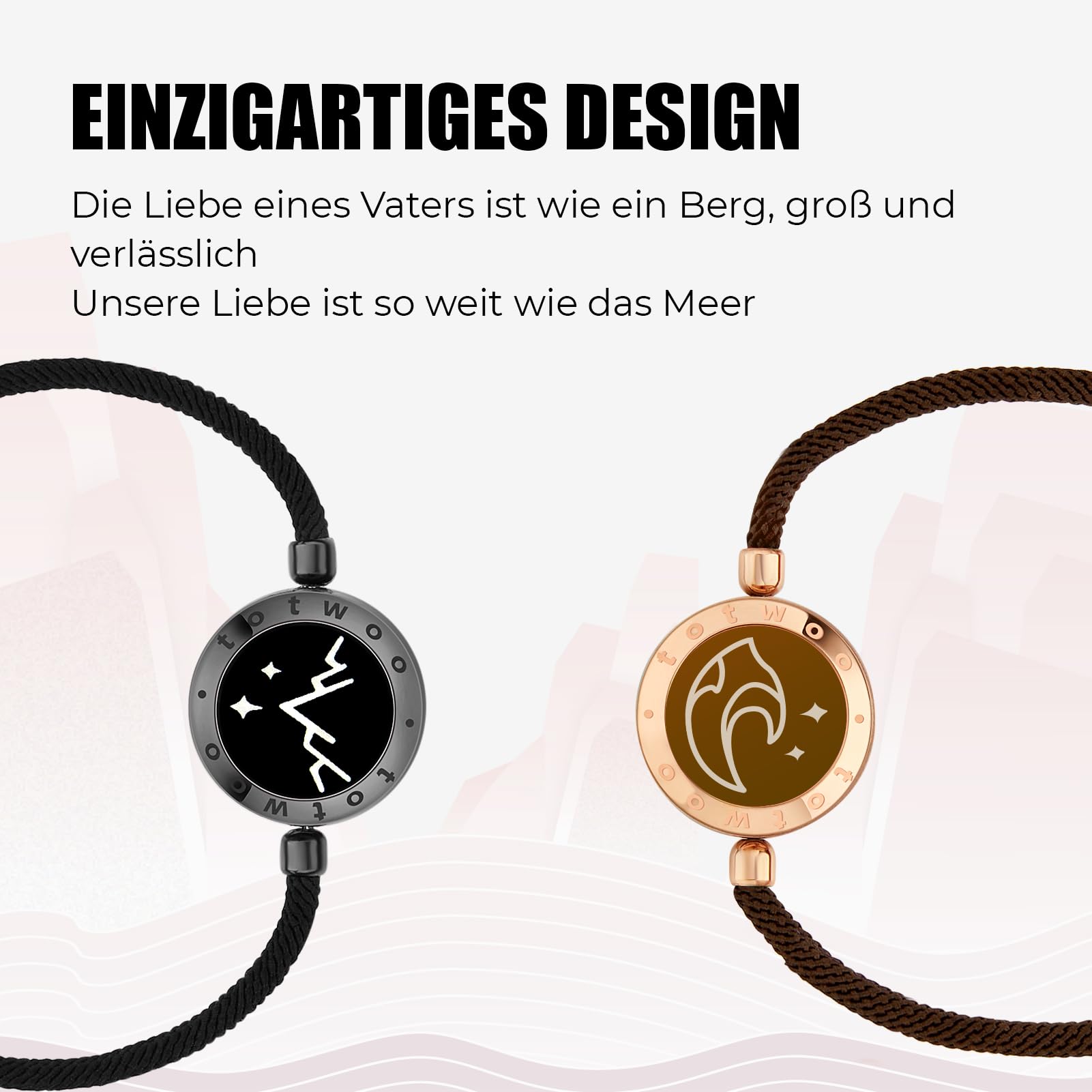 TOTWOO Braccialetti di Coppia con Funzione Touch e Vibrazioni via Bluetooth - Regalo per Coppie a Lunghe Distanze con Illuminazione, in Acciaio Inossidabile