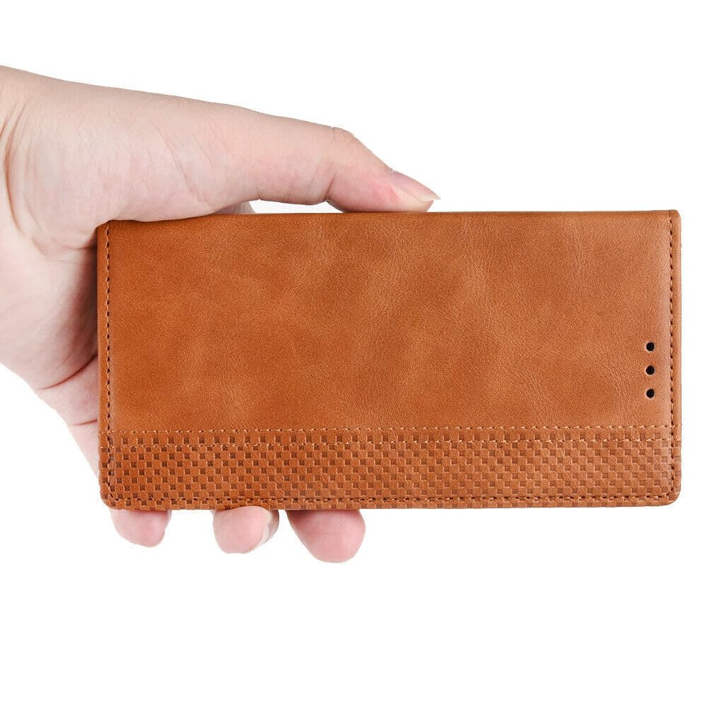 Generic Étui compatible avec Samsung Galaxy A55 (couleur : marron) Étui portefeuille à rabat magnétique rétro en cuir