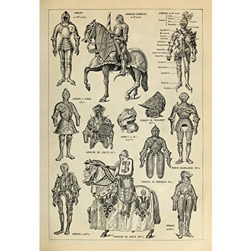  Meishe Art retro vintage poster stampa guerriero casco e Armour Knight categoria Series Military History Collection identificazione riferimento grafico 21.26\'\' x 31.50\'\'