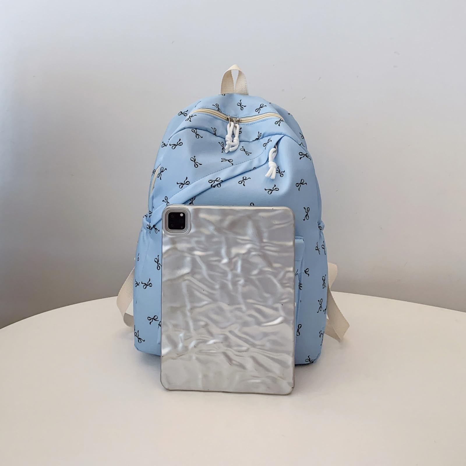Zaino Nero Rosa Arco Stampa Zaino, Carino Grande capacità Laptop Borsa per Ragazze Tornare A Scuola Viaggio Giornaliero-Sky Blue