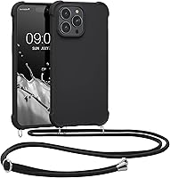 Vista 1 de kwmobile Funda cruzada compatible con Apple iPhone 14 Pro Max, funda de silicona TPU con correa, color negro