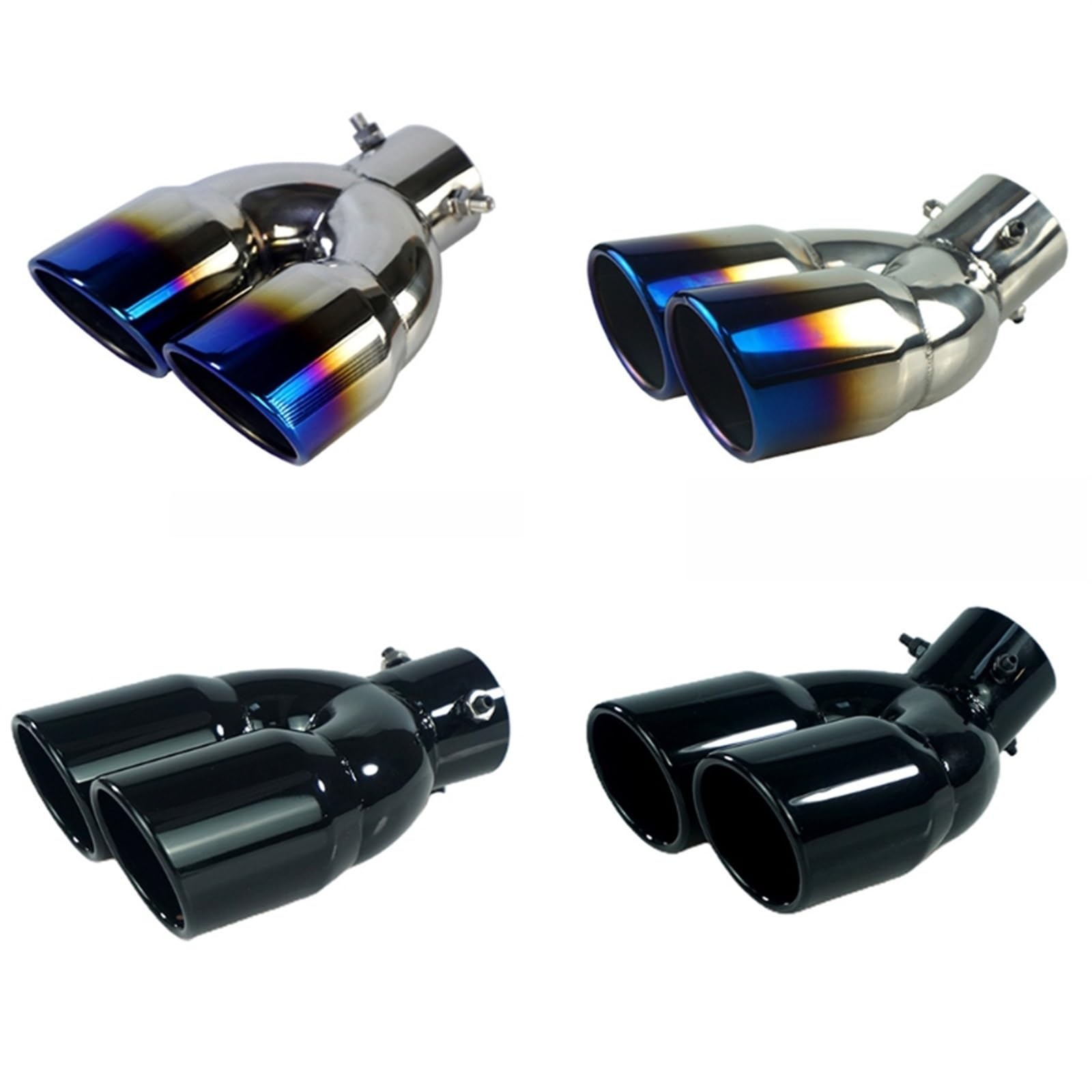 CLOXKS Cubierta Tubo Escape Automóvil Silenciador De Tubo De Escape De Coche De Acero Inoxidable Tubo Trasero Accesorios De Ajuste De Tubo De Escape Doble Silenciador Punta (Tamaño : BK-C)
