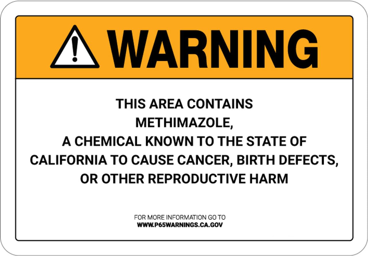 Warning: Prop 65 Methimazole - Wall Sign Facility Signs 8"x12" Metal Sign Danger Warning Man Cave Yard Indoor Or Outdoor