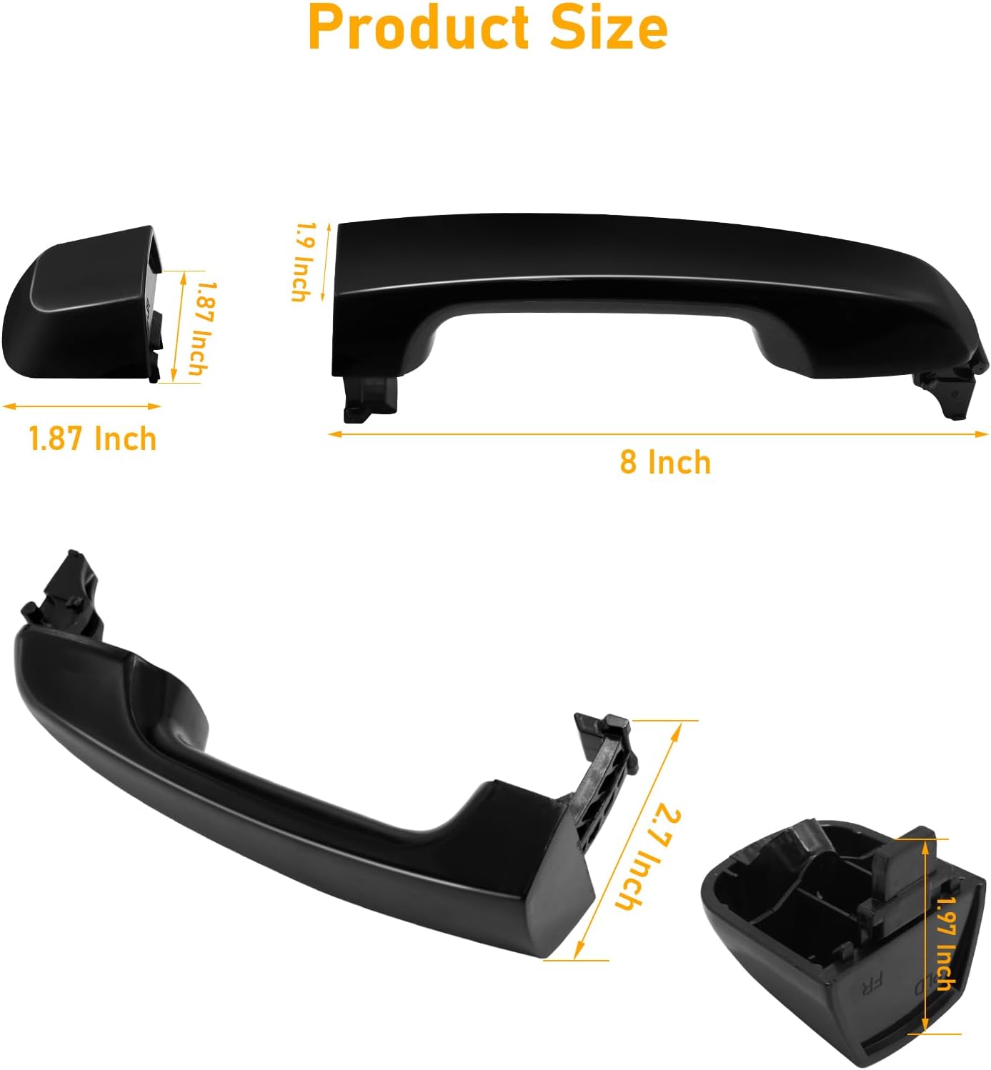 Compatible with Toyota 4Runner Door Handle 2010-2020,Smooth Black Exterior Door Handle Replace 69211-60090 69217-60150 69250-60030 69250-60010,Front Rear Left Driver Right Passenger Side,4PCS