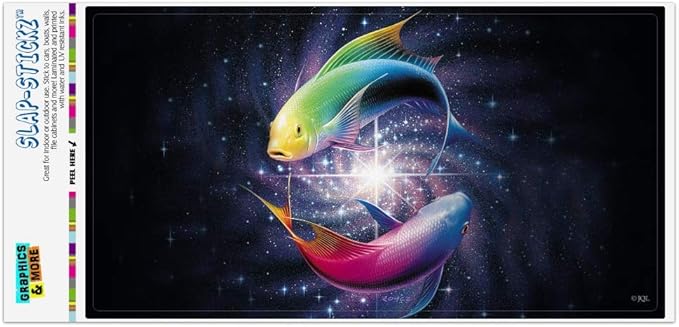 GRAPHICS & MORE Pisces Zodiac Symbol Fish in Space Yin Yang Automotive Car Window Locker Bumper Sticker