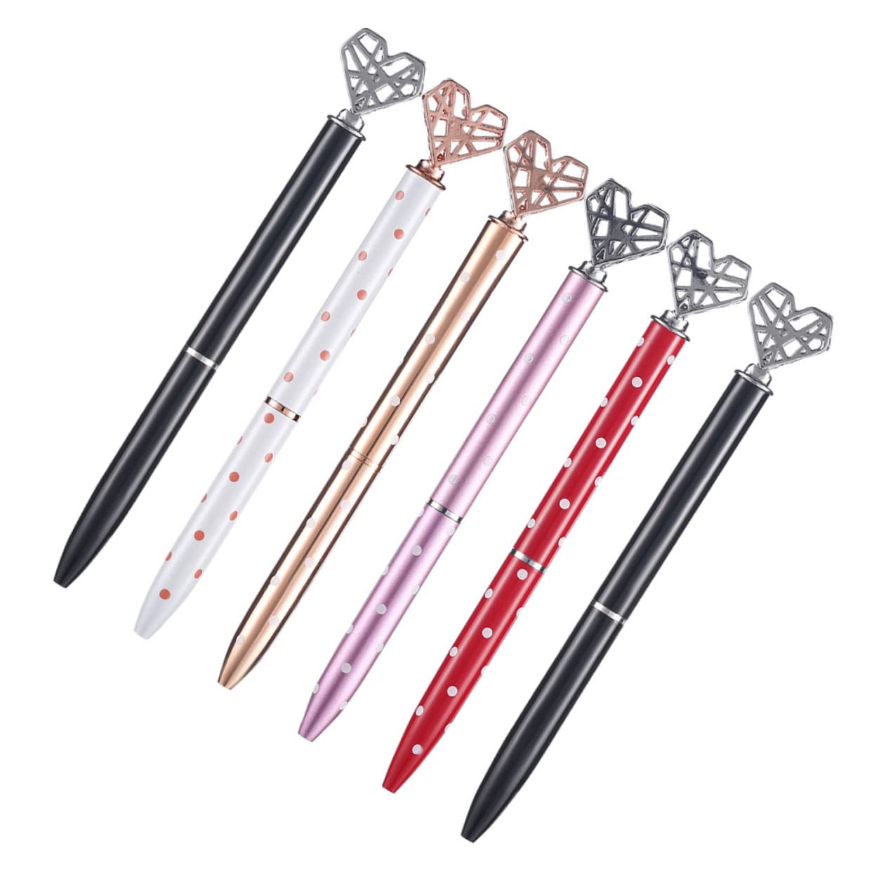 Lurrose Lot De 4 Stylos À Bille Ergonomiques En Métal Décorés De Cœurs Pour Lécole 6 Pièces X 4
