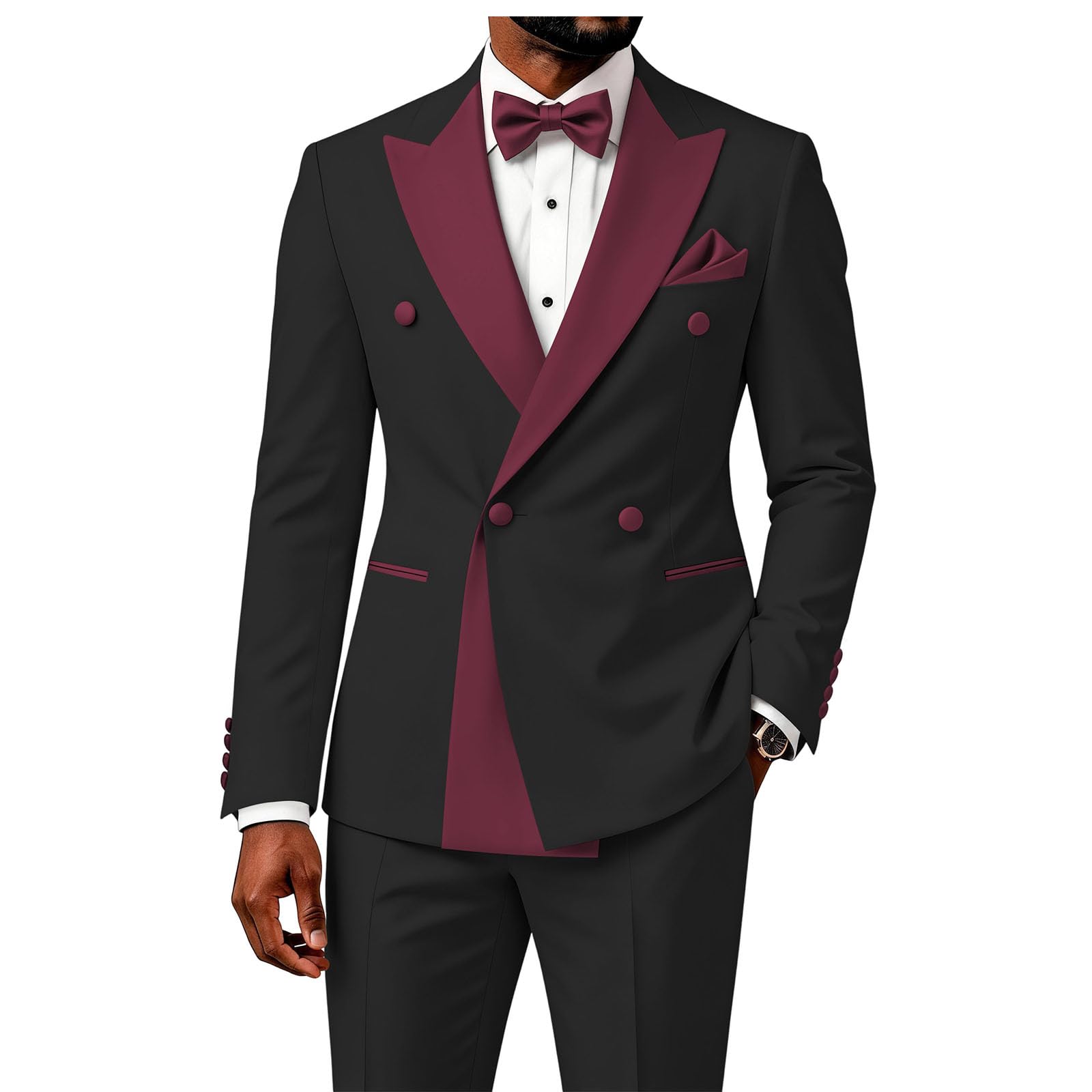 2 Piece Double Breasted Suit for Men Blazer Pants Tuxedo for Wedding Prom