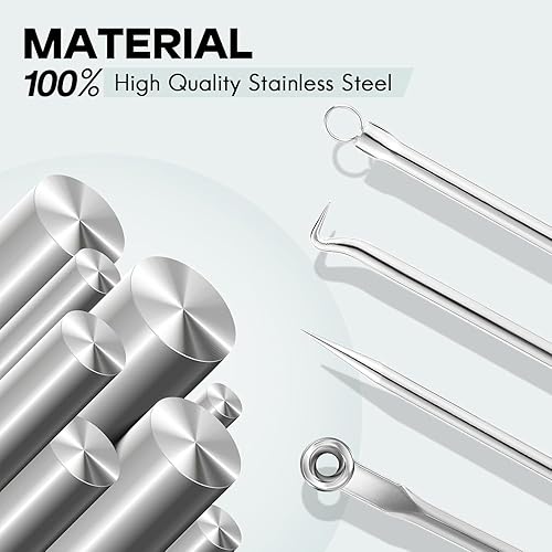 Miniatura 4 de Extractor de comedones para eliminar puntos negros, herramienta de extracción de espinillas de acero inoxidable, kit de pinzas curvadas para puntos