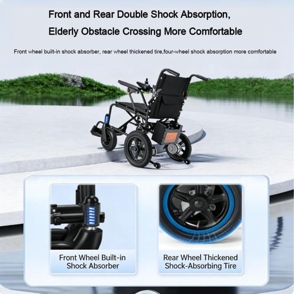 Silla de ruedas eléctrica plegable y ligera para adultos, con mando a distancia, motor de 500 W, batería extraíble de 20 Ah, autonomía de 30 km, capacidad de 100 kg, fácil de transportar.