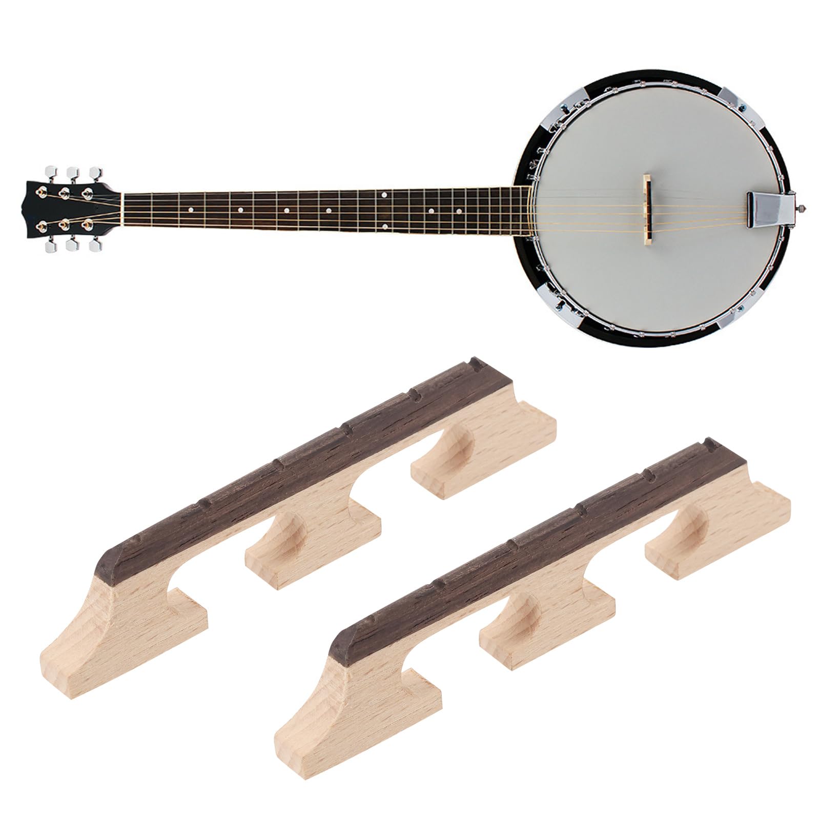 LT Easiyl 2PCS Bridge Replacement Accessories 6 String Three-Legged Ebony Maple Banjo Bridge Compatible with Banjo Guitar Ukulele - Image 2