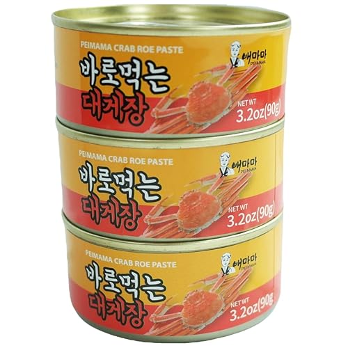 Pasta de huevas de cangrejo de alta calidad, 3.17oz x 3latas, Cangrejo de nieve rojo atrapado en el mar de Corea. Rico en proteínas, listo para