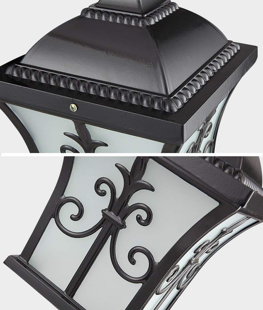 Zewnętrzna lampa uliczna do ogrodu, wodoodporna, vintage, krajobrazowa, willa, wysoki słup, europejska, retro, szklana latarnia, lampa podłogowa, dziedziniec, lampa drogo,Black-200cm
