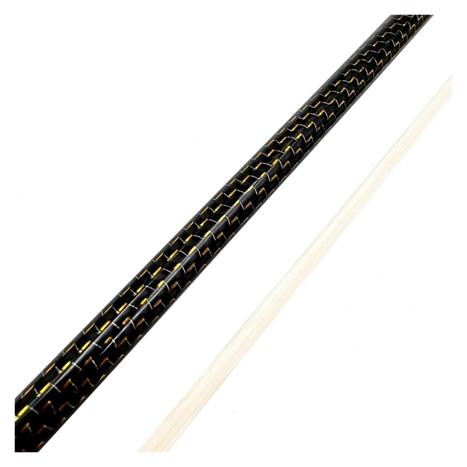 1 Stück 4/4 Violine, goldfarbene Seide, geflochtenes Gitter, Kohlefaser-Bogen, Geigenbogen, weißes Rosshaar, schwarzer Schachtelhalm(Style 1)