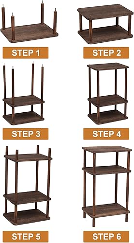 Miniatura 2 de Juego de 1 mesa auxiliar, mesa auxiliar estrecha de madera de 3 niveles, mesita de noche marrón rústica, mesa auxiliar para sofá utilizada para