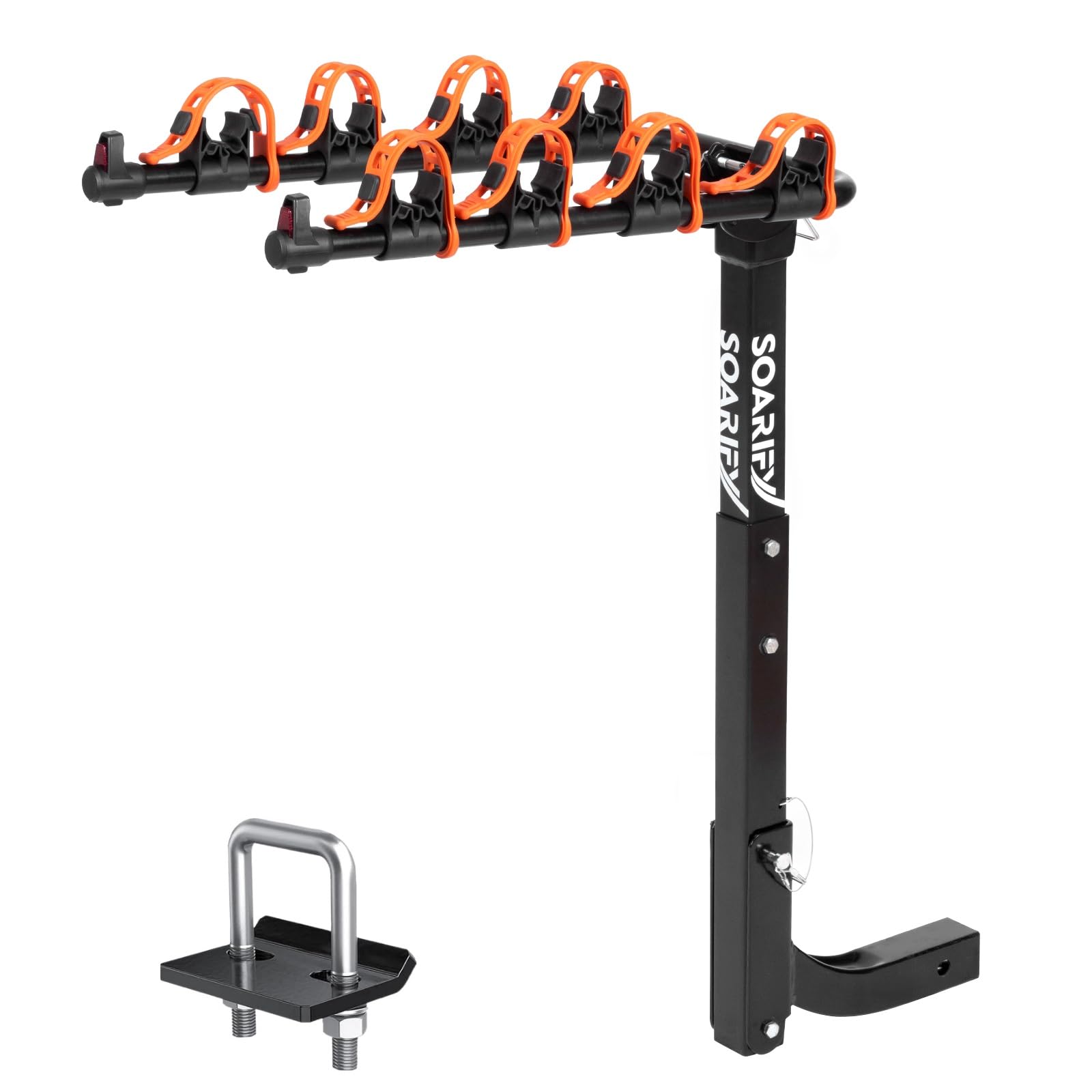 Bike Rack for Car, SUV, RV, Mount Hitch Bike Back 4, Up to 143 lbs Load Bicycle Rack Carrier Rubber Straps, Tilt Release with 2" Hitch for Cars (4BIKES)