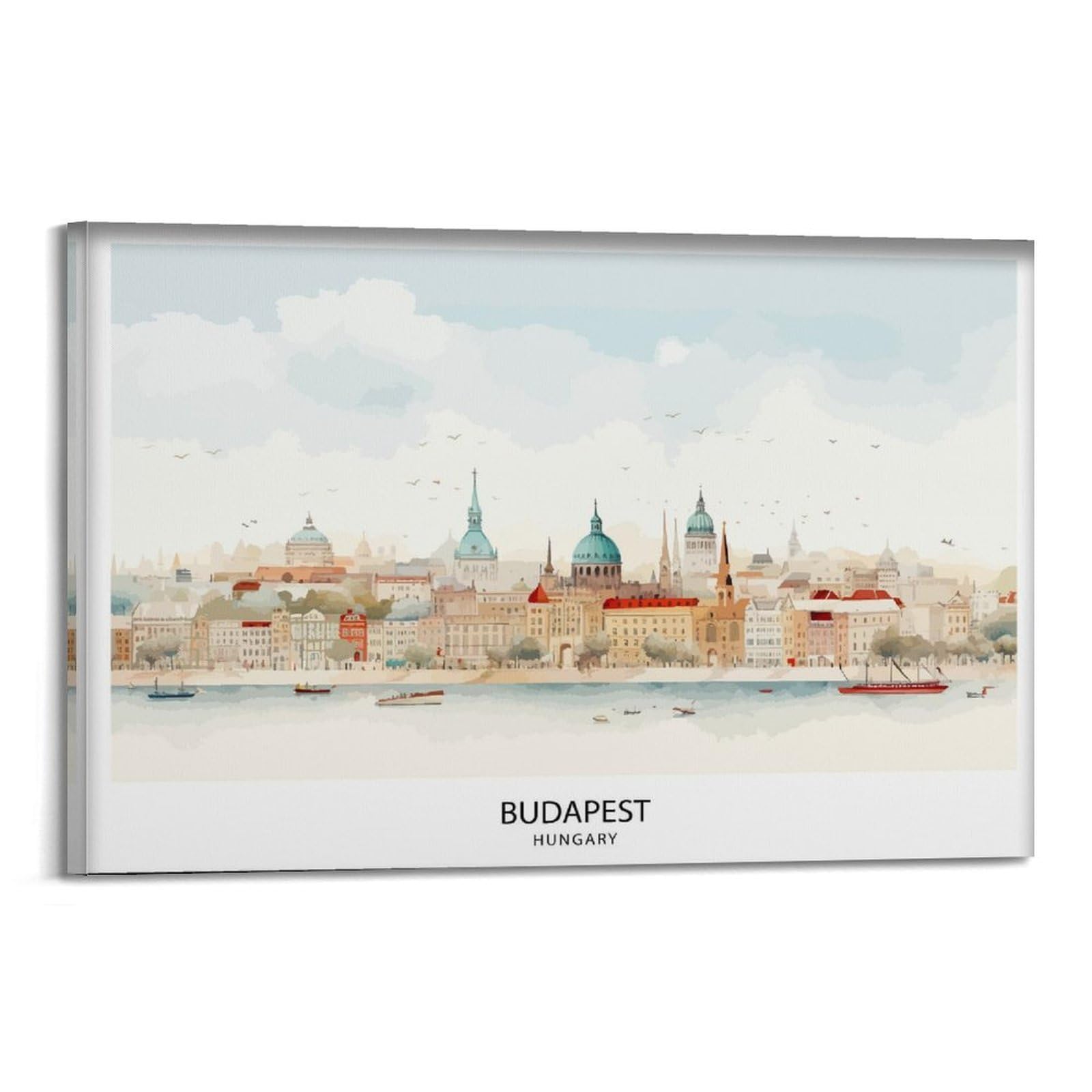 Budapest Hungary Danube River Historic Cityscape Hungarian Capital Architectural Beauty Canvas Poster Wall Art Prints Room Aesthetic Murals Bedroom And Living Decorations 24x36inch(60x90cm)