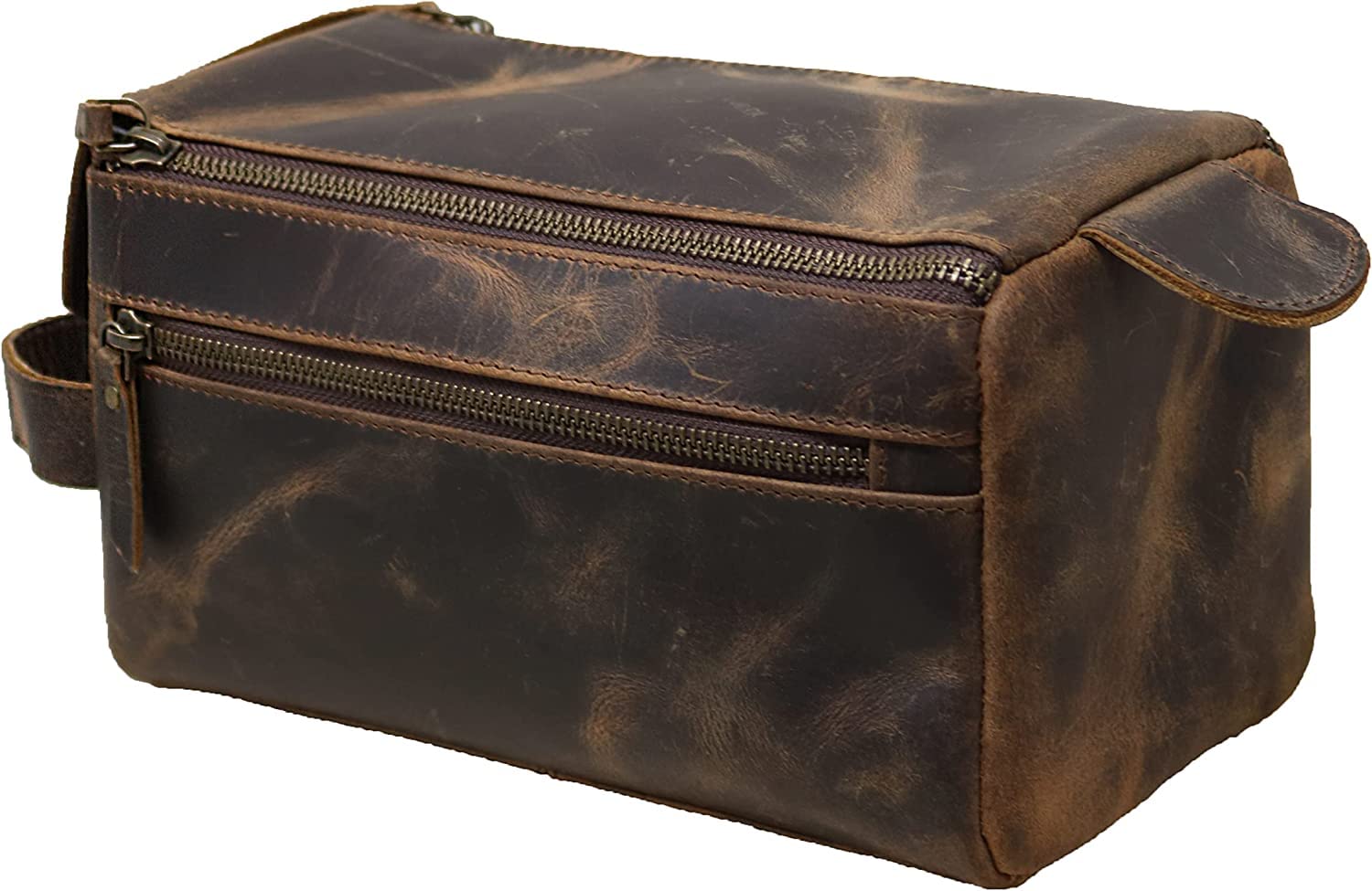 Borsa da toilette in vera pelle da uomo Kit impermeabile Borse da barba e toelettatura per viaggi Groomsmen regalo uomini donne appeso con cerniera trucco bagno cosmetico custodia trucco trucco