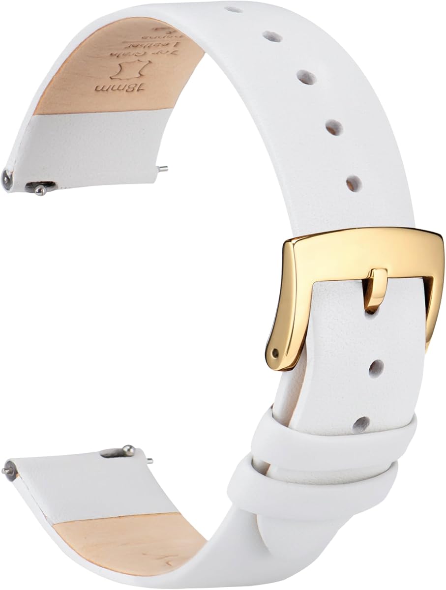 Correas de Reloj de Cuero Correas de Reloj de liberación rápida, Correa de Reloj de Cuero de Grano Superior Elegante y Ultrasuave para Mujeres y Hombres, Color y Ancho a Elegir: 12 mm, 14 mm, 16 mm, 18 mm, 20 mm, 22 mm para Relojes y Relojes Inteligentes