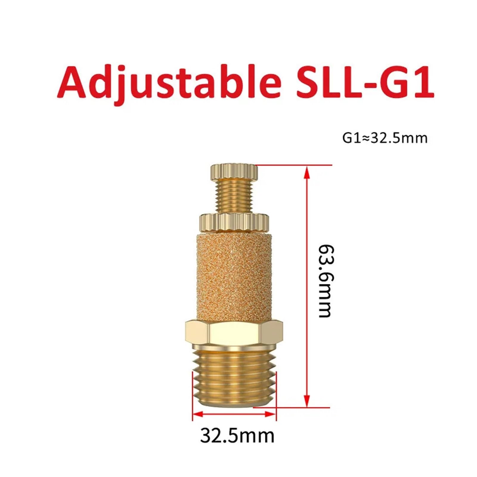 Pneumatischer Auspuffschalldämpfer Pneumatischer Auspuffschalldämpfer M5 1/8 1/4 3/8 1/2 3/4 Außengewinde for Luftgeräusche Messing verstellbar lang kurz BSL SLM SLL(SLL 1 inch,1PCS)