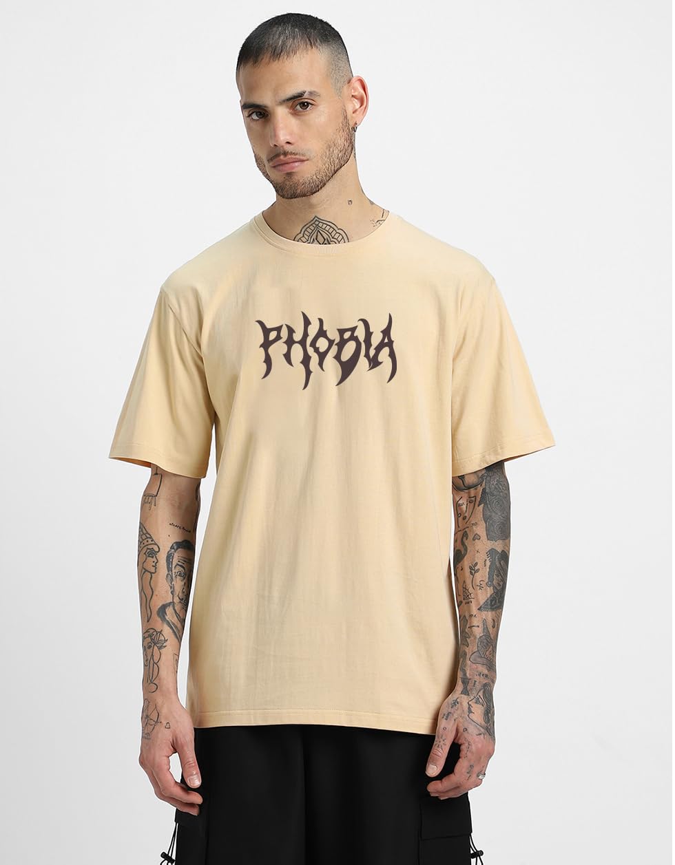 Veirdo Puro Cotone Mezza Manica Girocollo Vestibilità Oversize Stampa Grafica