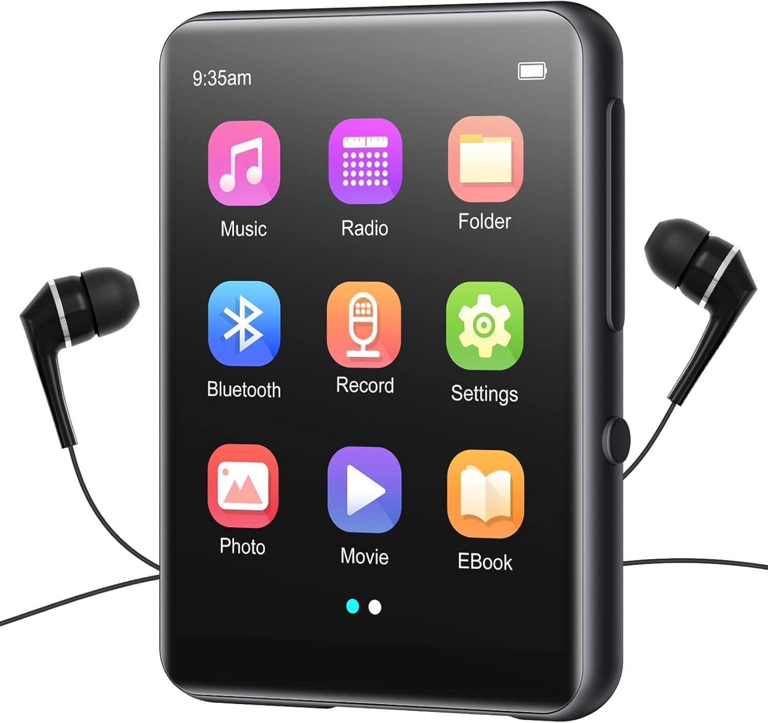 64GB Lettore MP3 Bluetooth 5.3, Lettore Audio Portatile HIFI Lossless con Altoparlante, Radio FM, Line-in Registrazione Vocale, E-book, Full Touch Schermo Lettore Musicale, Supporto fino a 128GB