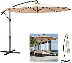 Ombrelone Lateral Suspenso 3m Guarda Sol Piscina Jardim Kauai Bege - AMZ