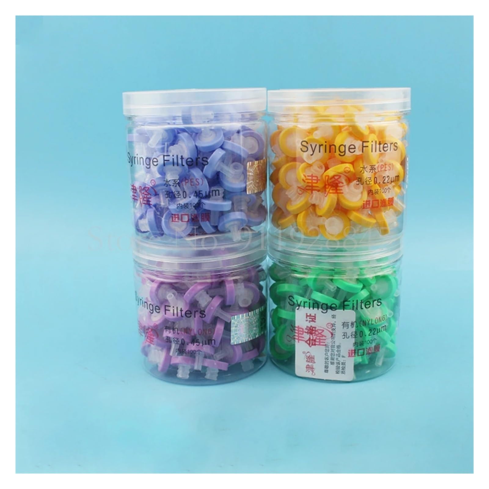 100 Stück/Box Einweg-Nadelfilter 13 mm/25 mm MCE/Nylon/PTFE, 0,22/0,45 µm Millipore-Membran-Spritzenfilter Laborausrüstung(25mm 0.45um PTFE)