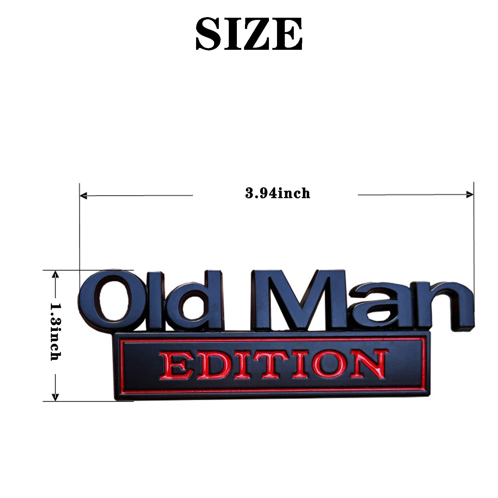 2 Pack Old Man Edition 3D Metal Car Emblem - Vintage Zinc Alloy Auto Badge, Universal Fit for Truck, SUV, Fender, Tailgate, Bumper (Silver and Red) - 3