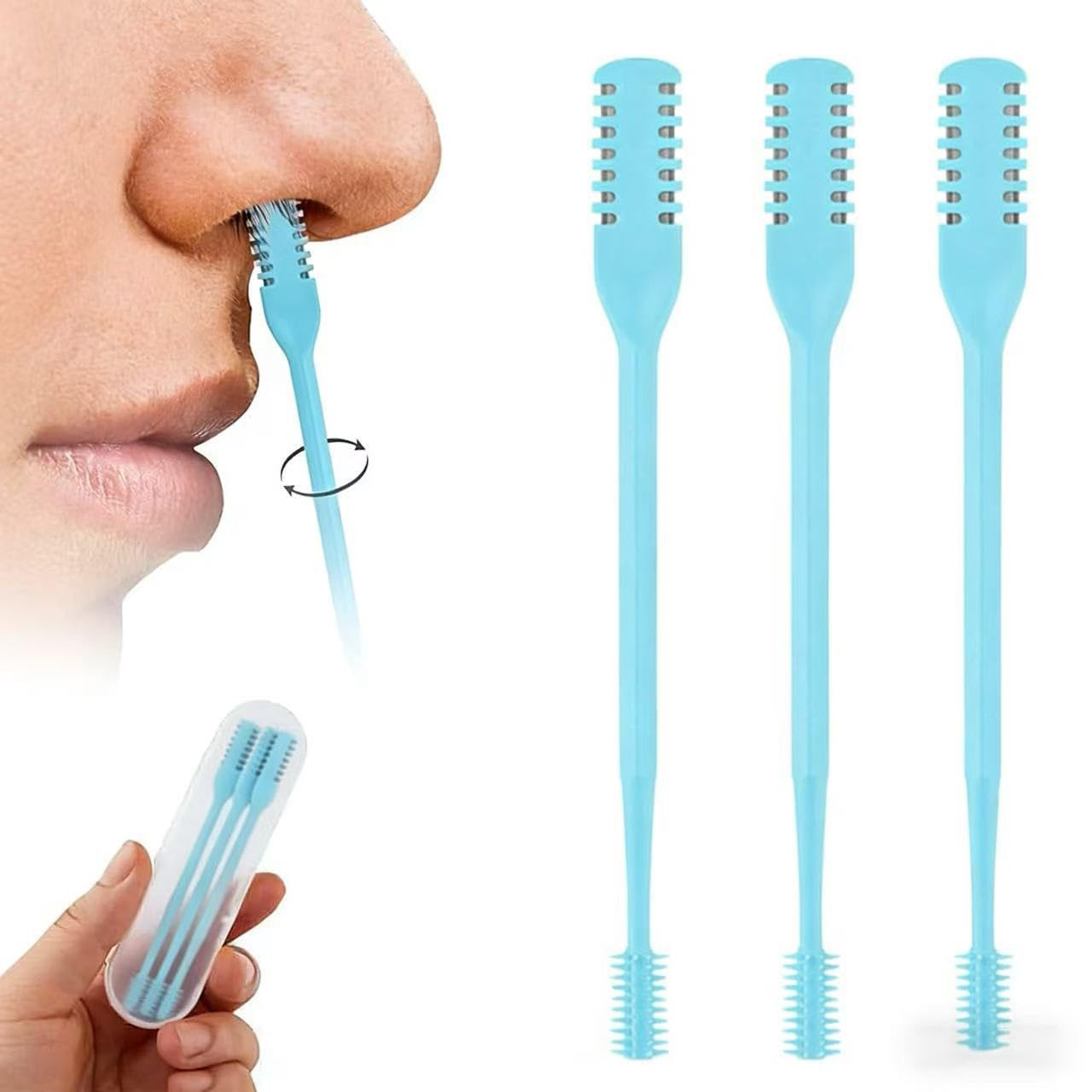 2026 Upgraded 360 Rotating Manual Nose Hair Trimmer - 2-in-1 Double Sided Trimmer with Cleaning Brush Portable Hair