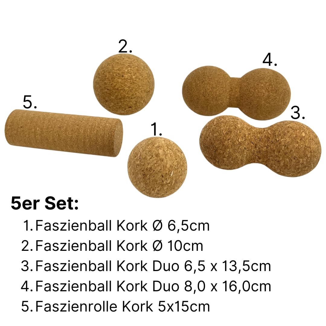 ATC Handels GmbH natürliche Kork-Massageuntensilien für Faszien - Entdecken Sie die vielseitige Welt der Faszienmassage und verbessern Sie Ihre Beweglichkeit und Regeneration (Set 5-teilig)