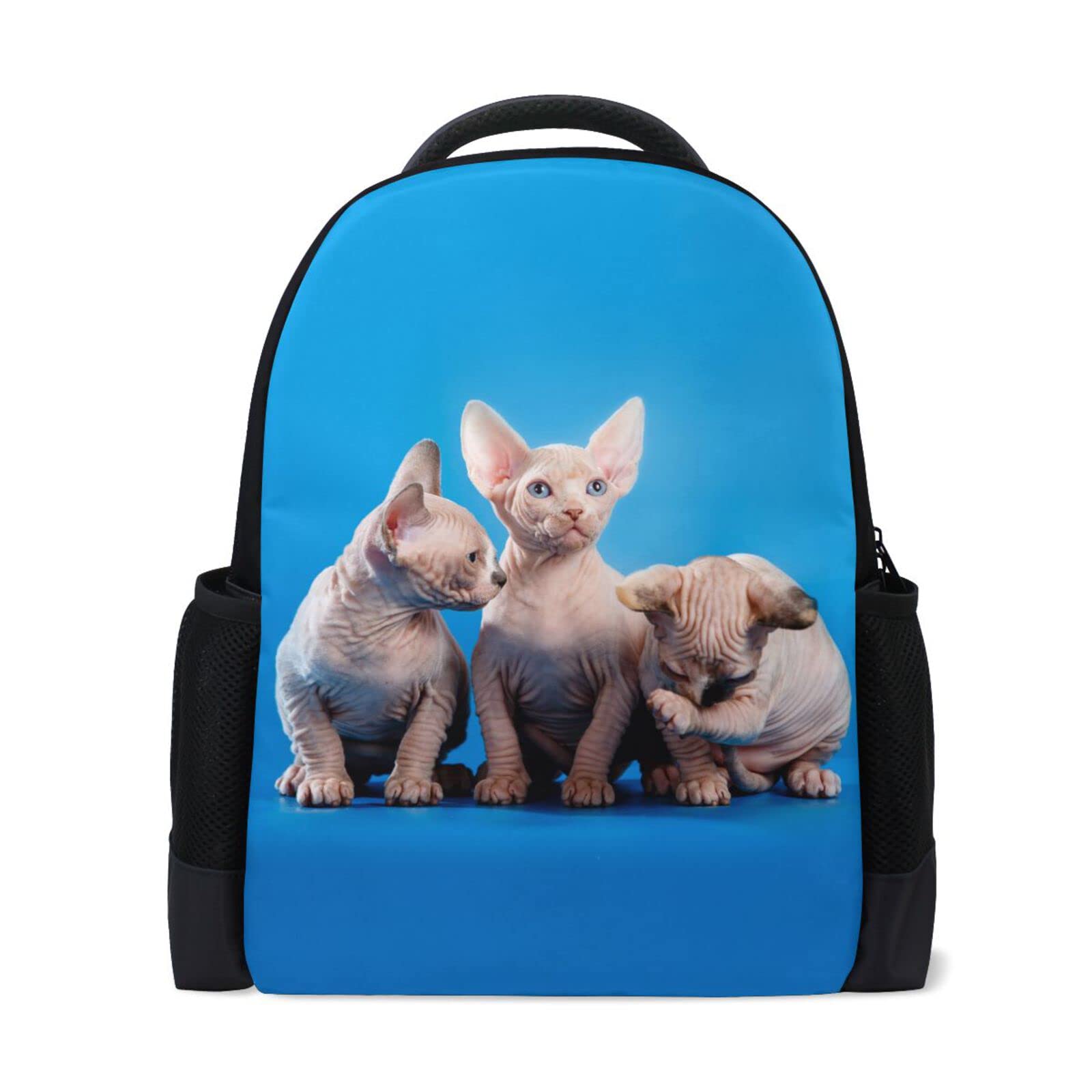 HURPAN Hairless Cat Laptop Backpack Casual Travel Daypack for Men Women,Shoulder Bag School Bookbag For Boys Girls