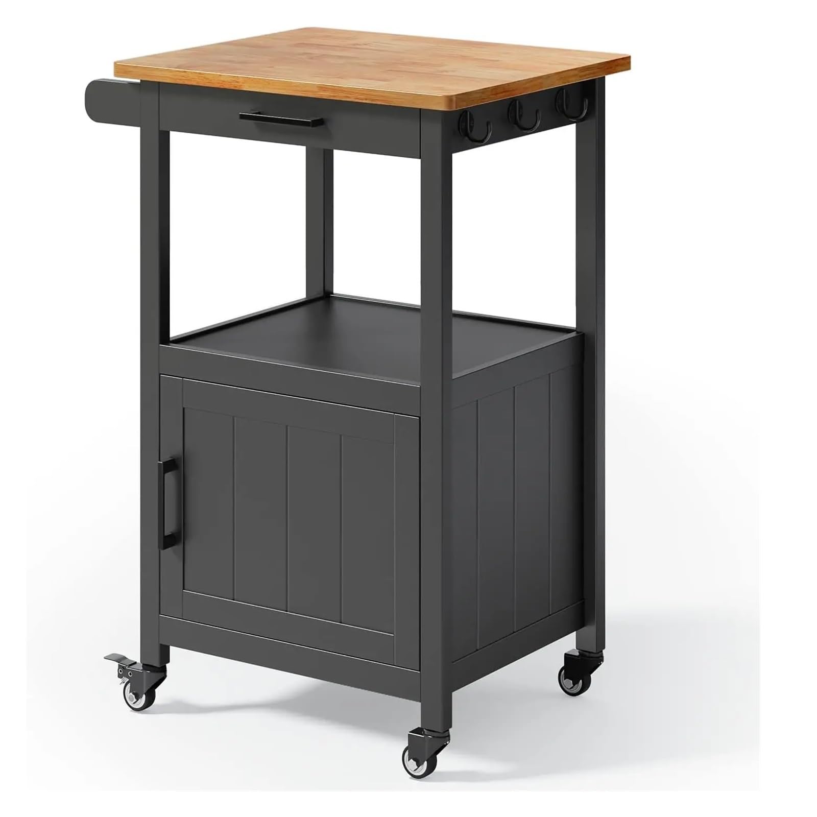 Carro rodante Carro rodante de Isla Cocina con cajón Almacenamiento Ruedas, pequeña Barra café for el hogar, Mesa/gabinete Soporte for microondas(Negro)