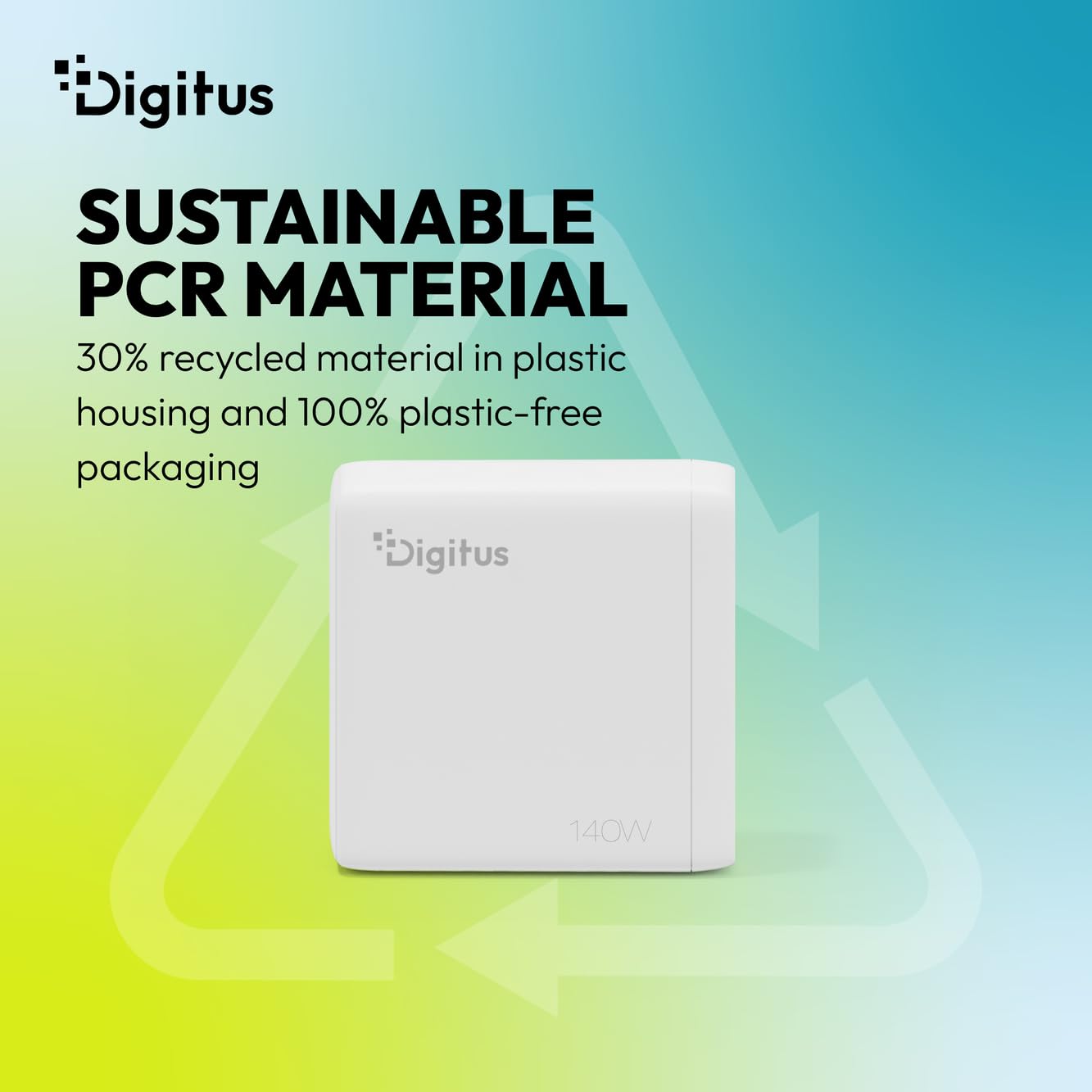 DIGITUS Caricabatterie USB-C GaN II – 3x USB-C e USB-A – 3 porte – fino a 140 W – Caricabatterie rapido – Adatto per laptop, cellulari, tablet, smartwatch, cuffie, powerbank – Bianco