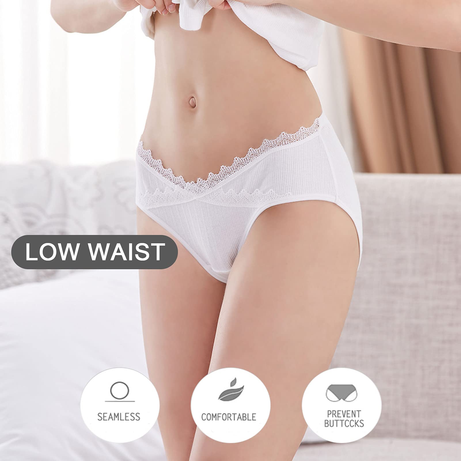 Wysokiej Jakości 6 Paczka Damska Bawełniana Bielizna Macierzyńska Niska Talia Koronki Ciężarne Majtki Wygodne majtki(Color:B,Size:M)