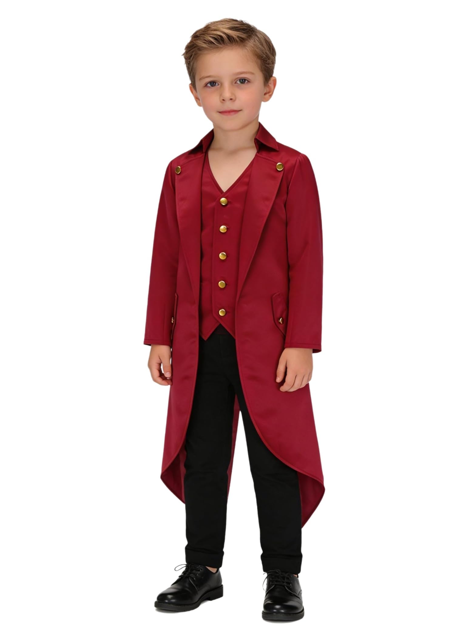 Garçons Filles Renaissance Steampunk Queue De Pie Veste Enfants Médiéval Vintage Victorien Gothique Redingote 5-16 Ans