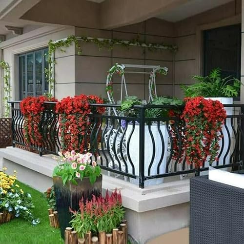 2 Pack Vivid Artificial Hanging Orchid Bunch - 2023 Newest Fake Violet Vine Orchid Flower Bouquet Hanging Plants, Reusable Wall Long Hanging Bush Flowers String For Diy Wedding Party Garden Decor (A) #TOP4