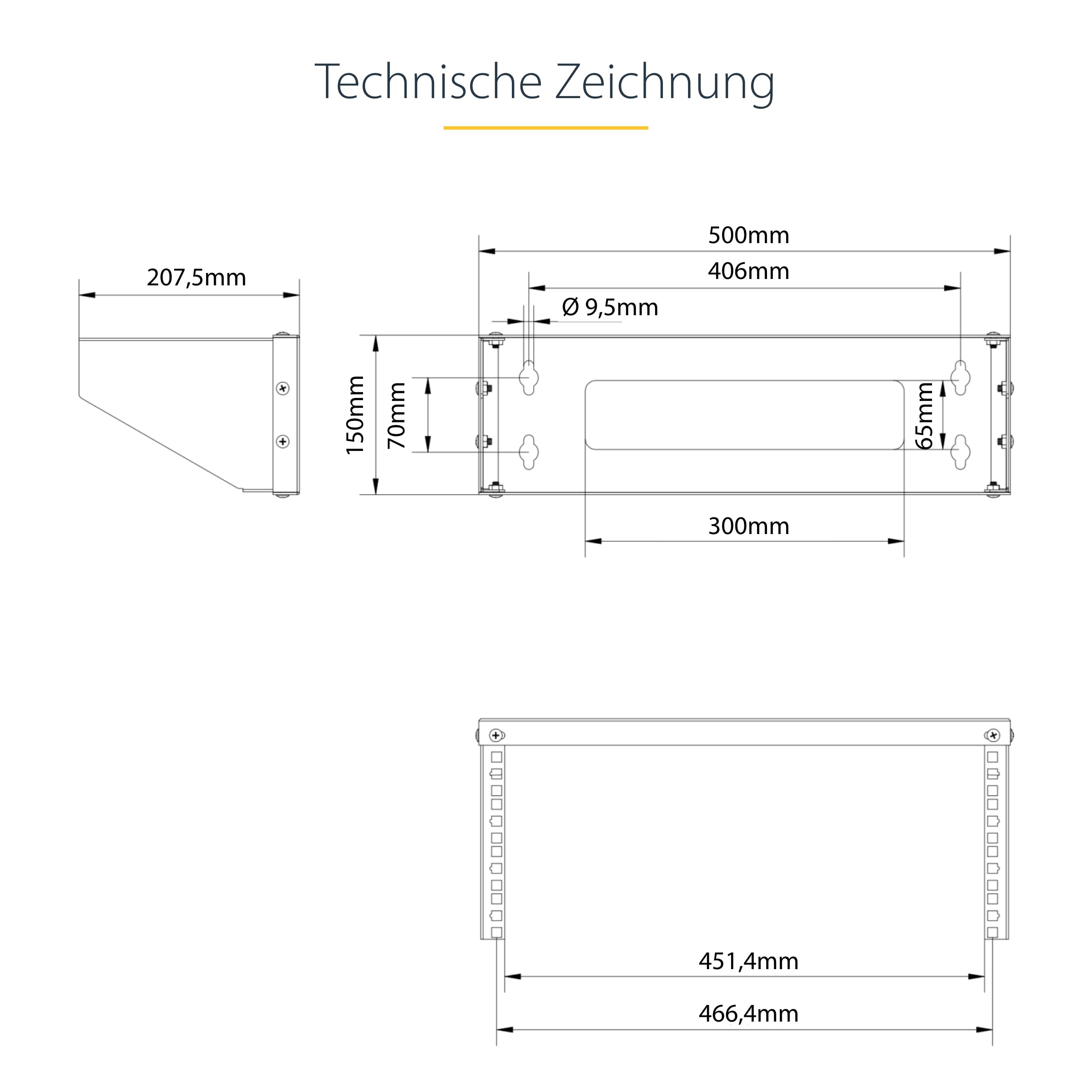 StarTech 4HE Vertikale Wandhalterung, 19 Zoll, 55kg (RK419WALLV-N) | Rack-Geräte, Patchpanels, Server, NAS, Audio Video Equipment, EIA-310, Stahl, Universal