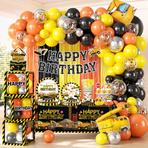 289Pcs Construction Birthday Party Supplies, All-in-One Set for 25 Guests