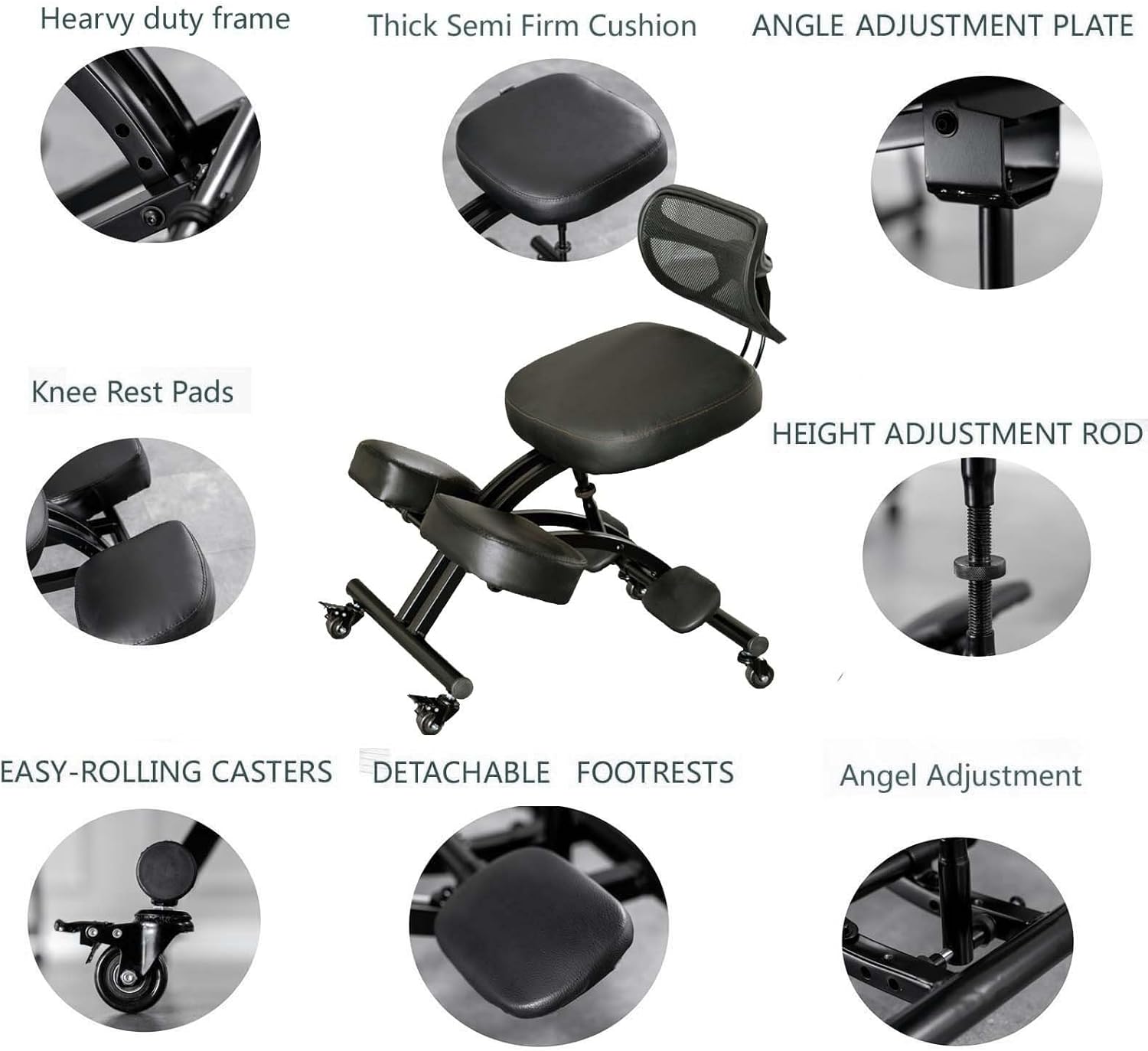 Ergonomic Kneeling Chair,Home Office Desk Chairs,Meditation Chair with Height Adjustable,Posture Office Stool with an Angled Seat and Casters