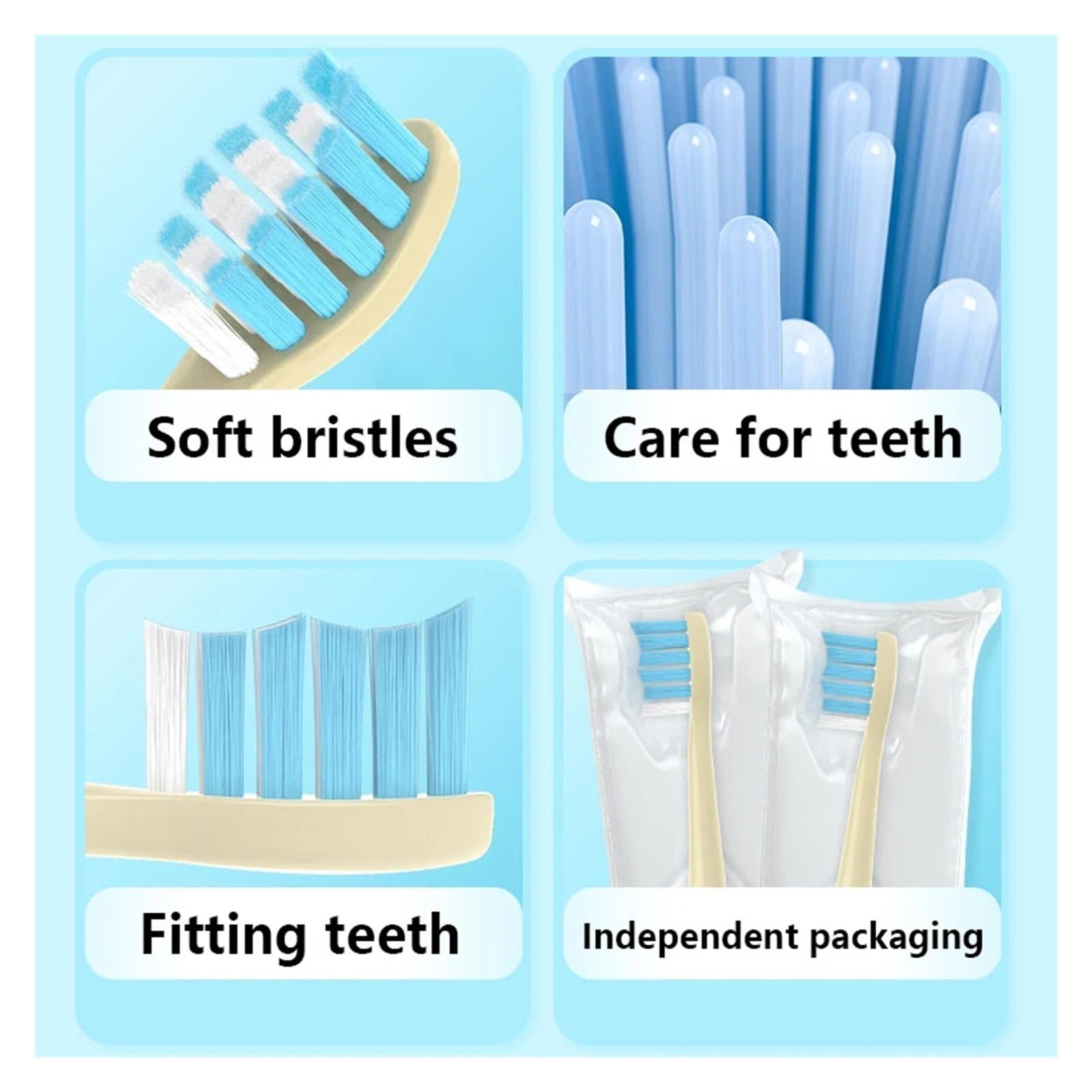 Zahnbürstenköpfe, kompatibel mit Xiaomi, T301 T302 T501 T501C | Erwachsenen-Bürstenköpfe mit weichen Borsten, aus Kunststoff(White blue-16PCS)
