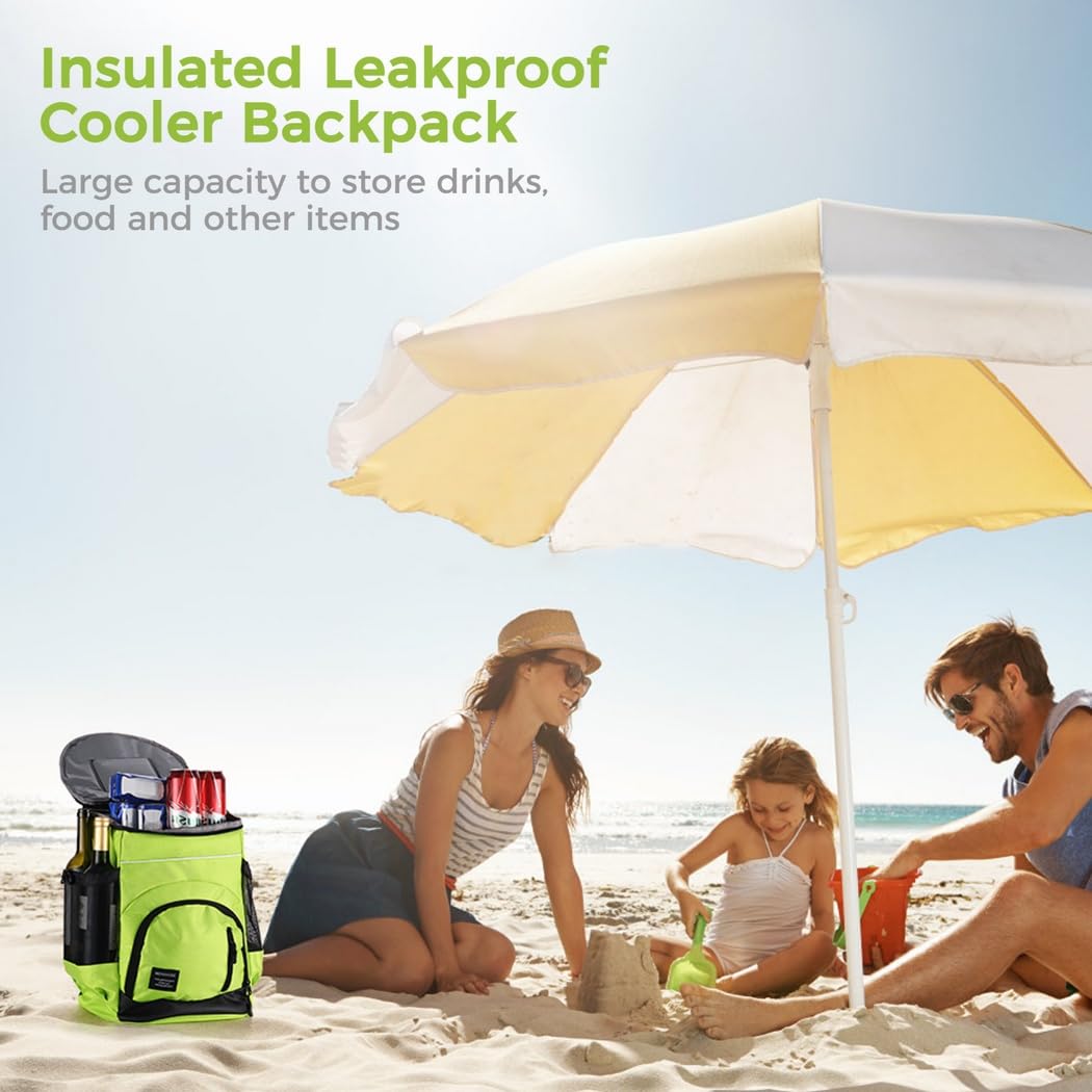 Zaino termico a prova di perdite, borsa termica portatile da 33 l, per picnic, pranzo, campeggio, spiaggia, escursionismo, per uomini e donne